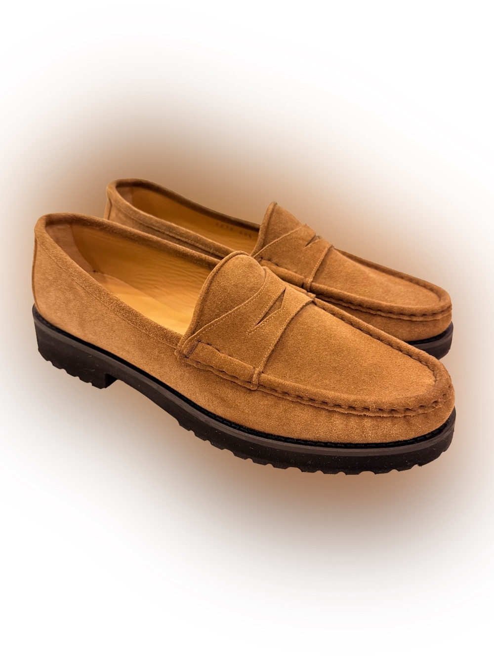 Ann Mashborn Women’s Tobacco Brown Suede Loafers Lug Sole Sz US 10 EU 40.5 NEW